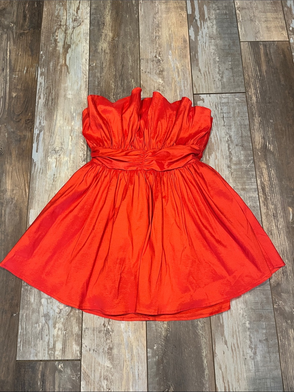 Strapless Party Dress in Bright Red! Perfect for a wedding or semi-formal.